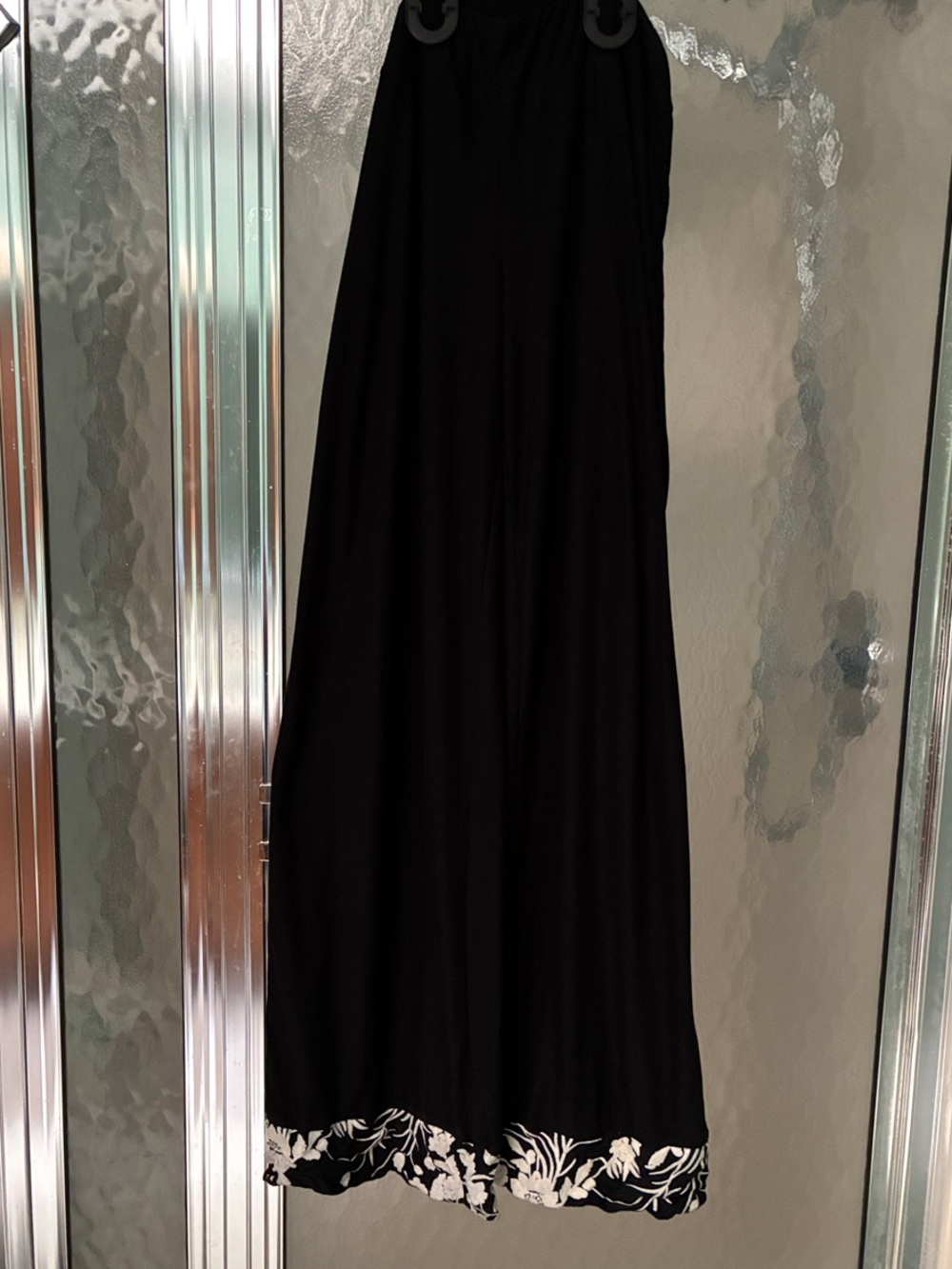 Soma Black Maxi Pajama with White Floral Hem